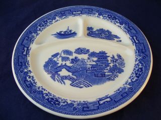 Vintage Mcnicol China Blue Willow Divided Grill Dinner Plate Usa Restaurant Ware
