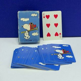 Peanuts Gang Playing Cards Hallmark Vintage Snoopy Skiis Skiing Schulz Deck Box