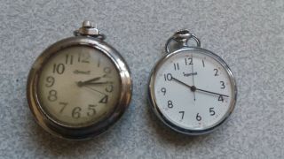 2 X Vintage Chrome Pocket Watches - Ingersoll - Spares Repairs
