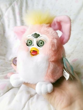 Vintage 1999 Furby Baby - Pink & Yellow - W/ Tags -