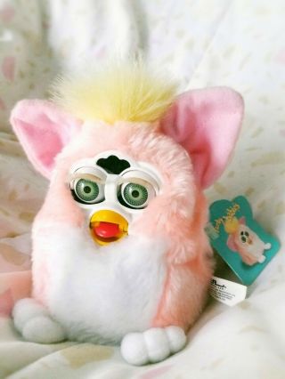 Vintage 1999 Furby Baby - Pink & Yellow - w/ Tags - 2