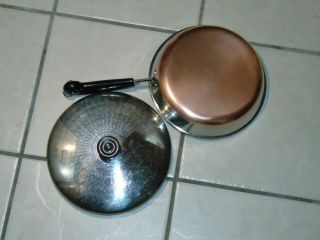 9 " Vintage Revere Ware Frying Pan Skillet W Lid Copper Clad Made In Usa