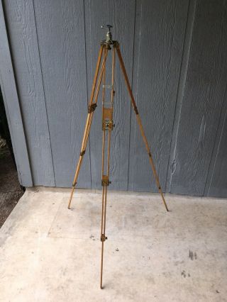 Antique Triple Slide,  Brass & Wood Folding Tripod for Camera,  Telescope or Lamp 2