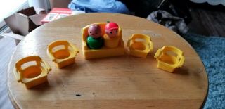 Fisher Price Little People Vintage Yellow Couch,  Chairs And 2 People
