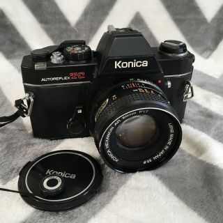 Konica Autoreflex Tc 35mm Slr Film Camera W/ Hexanon Ar 50mm F/1.  7 Lens Vintage