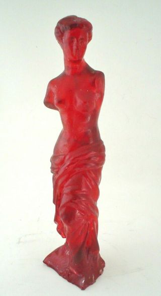 Vintage Red Lucite Venus De Milo Statue 10 "