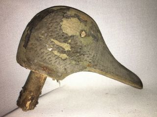 Vintage Duck Decoy Carved Wood Head Only Wooden