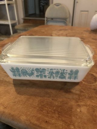Vintage Pyrex 1.  5 Qt Amish Butterprint Refrigerator Dish 503 1 1/2 Qt