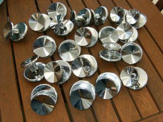 22 Vintage Mid Century Round Concave Chrome Cabinet Drawer Pulls Knobs 2 Inch