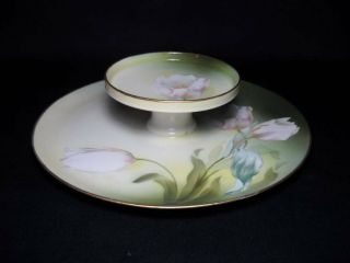 Vintage Rs Germany Prussia 2 Tier Plate W/ White Tulips