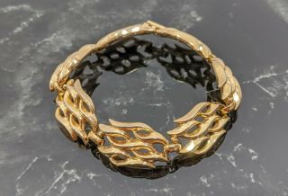 Vintage Gold - tone Openwork Bracelet Signed Trifari Jewelry 2