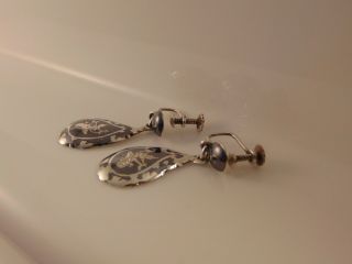 Vintage Niello Siam,  drop earrings,  marked silver,  8.  8 grams.  c.  1960 3