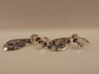 Vintage Niello Siam,  drop earrings,  marked silver,  8.  8 grams.  c.  1960 5