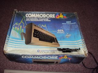 COMMODORE 64 COMPUTER WITH POWER CONVERTER MONITOR CABLE & BOX 3