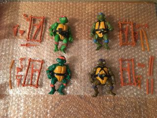Vintage Tmnt Ninja Turtles Set Of 4 Action Figure 1988 Soft Head Almost Complete
