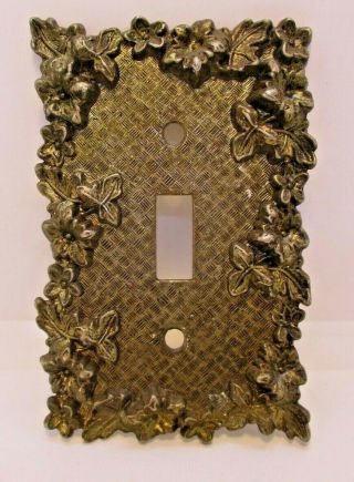 Vtg 1967 American Tack & Hardware Switch Plate Cover Brass Flowers