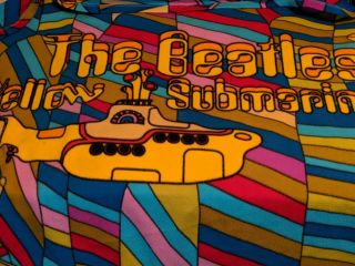 Vintage Beatles Yellow Submarine Fleece Blanket Psychedelic Stars Throw 59x47