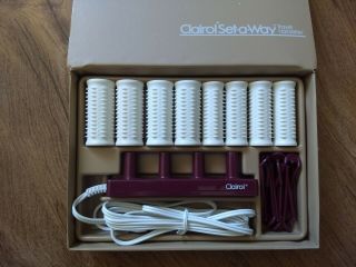 Clairol Set - A - Way Travel Hairsetter Hot Rollers Compact Case 1979 Vintage