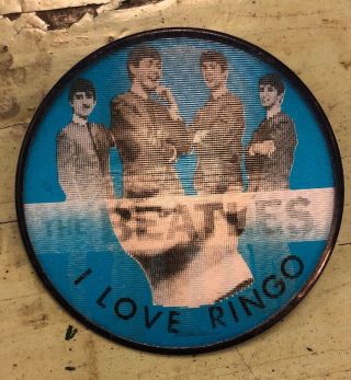 Beatles I Love Ringo Starr (1964) Blue Vintage Vari - Vue Flicker Pin - Back Button