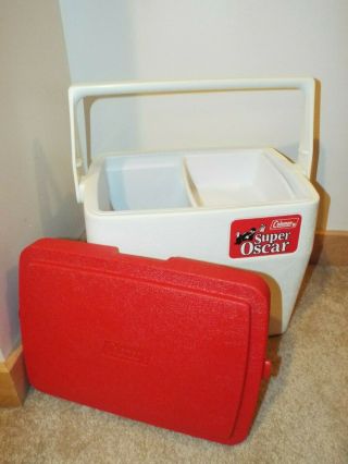 Vintage Red/white Coleman Oscar 5276 Personal 24 Can W/drain & Tray