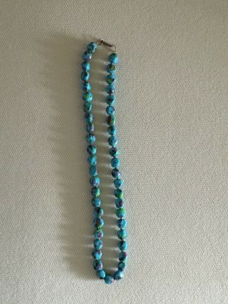 Vintage Hobe Turquoise Blue Multi Color Glass Bead Necklace