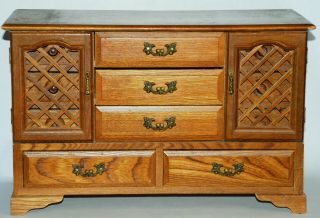 Large Vintage Himark Japan Wood JEWELRY BOX Chest with 11 Drawers 3
