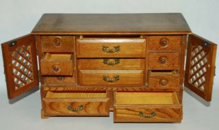 Large Vintage Himark Japan Wood JEWELRY BOX Chest with 11 Drawers 4