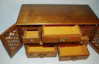 Large Vintage Himark Japan Wood JEWELRY BOX Chest with 11 Drawers 5