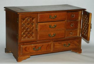 Large Vintage Himark Japan Wood JEWELRY BOX Chest with 11 Drawers 8