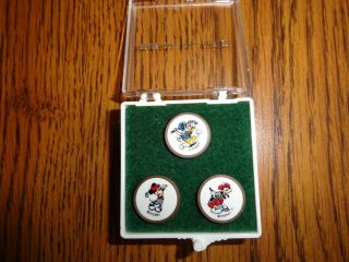Vintage Disney Brass Golf Ball Markers Set Of 3 - Mickey Mouse Goofy Donald Duck