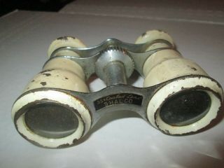 Vintage White Shalco 35x Coated Lens Opera Glasses Binoculars