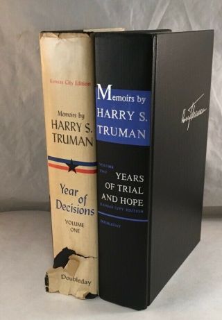 Vol 1 Signed Memoirs By Harry S.  Truman 2 Volume Kansas City Special Book Set
