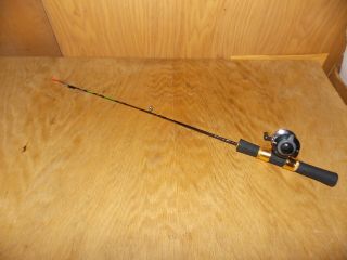 Vtg South Bend Panfish 19 Reel W/shanty Rod 24 " Ice Fishing Combo