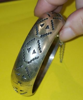 Vtg Southwestern Mexican Sterling Silver Bangle Bracelet 28 Grams