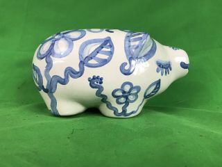 M.  A.  Hadley Vintage Signed Ceramic Piggy Bank With Flowers