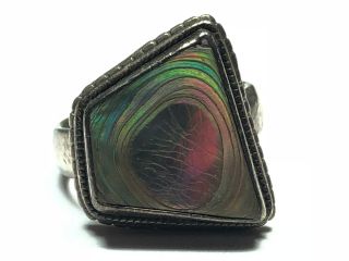 Vintage Ladies Mexico Sterling Silver Abalone Ring - Size 8.  25 - Take A Look