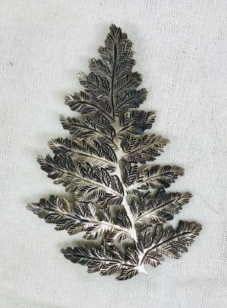 Vintage Sterling Silver Leaf Pine Branch Brooch