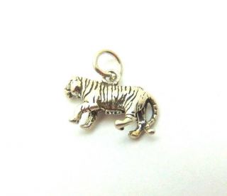 Vintage Sterling Silver Tiger Charm Big Cat White 2.  8 Grams Mar Dazzlecity