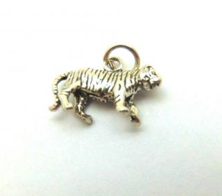 Vintage Sterling Silver Tiger Charm Big Cat White 2.  8 Grams mar DazzleCity 2