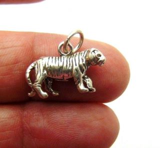 Vintage Sterling Silver Tiger Charm Big Cat White 2.  8 Grams mar DazzleCity 3
