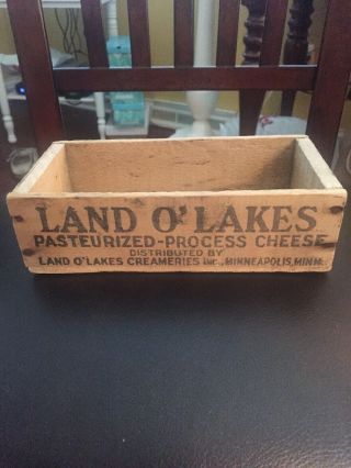 Vintage Land O Lakes Wooden Cheese Box 2 Pound Minneapolis Minnesota