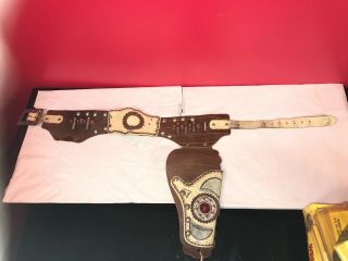 Vintage Western Leather Piston Gun Holster Belt Very Unique