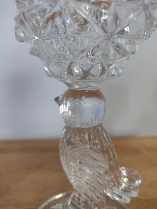 Vintage 2 Hofbauer Crystal Candle Holders w Etched Frosted Winged Bird Stems 7 