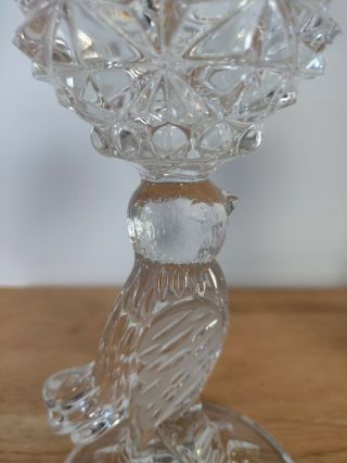 Vintage 2 Hofbauer Crystal Candle Holders w Etched Frosted Winged Bird Stems 7 