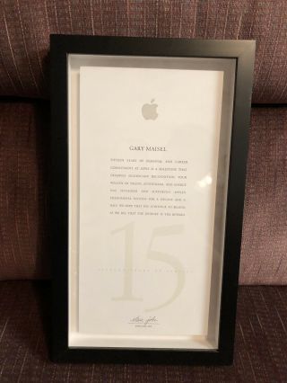 Apple Computer Employee 15 Year Service Award Steve Jobs Facsimile Autograph