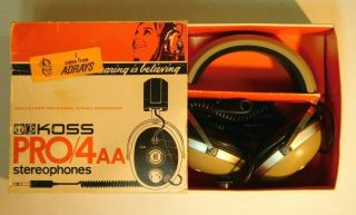 Vintage Koss Pro/4aa Stereophones Headphones And Paperwork