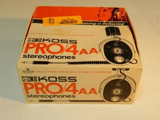Vintage KOSS Pro/4AA Stereophones Headphones And Paperwork 2