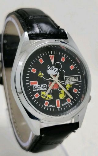 Vintage Seiko Mickey Mouse Cartoon Character Automatic Movement No.  6309 Watch 2