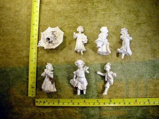 7 X Excavated Vintage Bisque Doll Parts 2 - 3 " Age 1890 Altered Art 11369