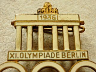 VINTAGE ENAMEL BADGE BERLIN GERMANY 1936 OLYMPIC GAMES BY DESCHLER MUNCHEN 4